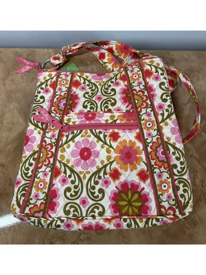 NWT Vera Bradley Folkloric Hipster Crossbody Bag Quilted Floral Pink Orange thumbnail 3