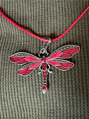 Red Dragonfly Pendant Necklace - Women's Jewelry thumbnail 2