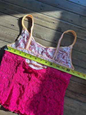 NWT Free People All Day Lace Cami Piping Hot Pink XS thumbnail 8