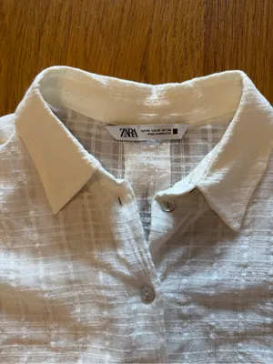 Zara White Button-Down Linen Blend Shirt thumbnail 2