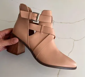 DV by Dolce Vita Drako Strapy Ankle Boots 8 Tan Booties Stacked Heel Vegan thumbnail 6