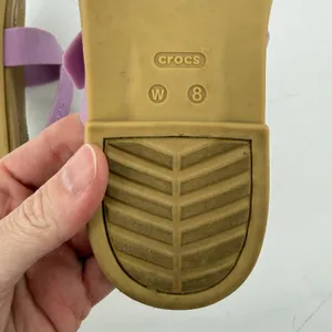 Crocs Tulum Toe Post Sandal Purple Tan Women 8 Slip On Buckle Casual Comfy thumbnail 8
