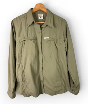 Columbia Women GRT Medium Olive Green Long Sleeve Button-Up Shirt Fishing Hiking thumbnail 1