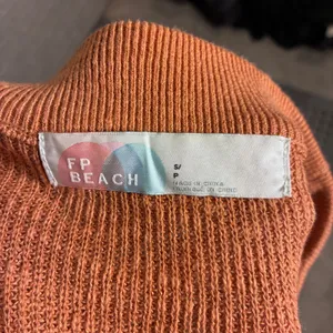 FP Beach Free People Oversized Knit Sweater Burnt Orange Drop Shoulder Small thumbnail 4