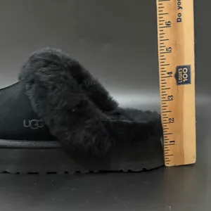 UGG Disquette Black Suede Leather Plush Sheepskin Platform Slippers Size 8 thumbnail 11