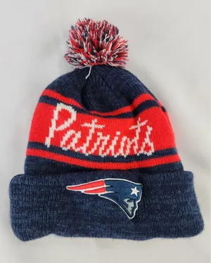 Womens New England‎ Patriots Knit Pom Winter Hat NFL Football Embroidered Patch thumbnail 1