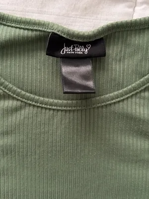 Just Polly Ribbed Olive Green Tie-Front Crop Top size M thumbnail 2