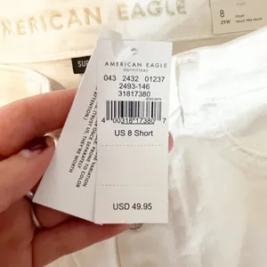 American Eagle Super Hi Rise Crop Flare Chewed Hem Jeans White 29 Short thumbnail 8
