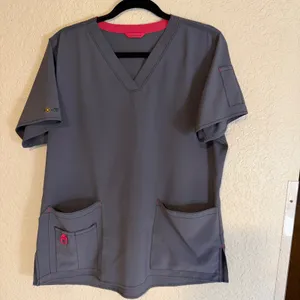 Carhartt Scrub Top Womens L Gray V-Neck Short Sleeve Force Pocket‎ Medical thumbnail 5