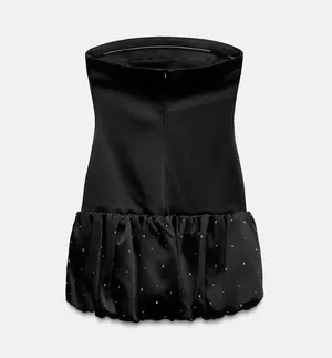 Zara mini dress strapless little black rhinestones balloon corset bodycon party thumbnail 8