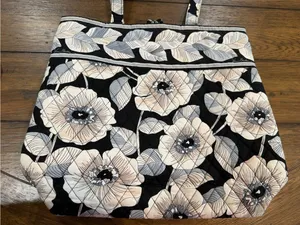 Vera Bradley Black & Cream Floral Quilted Tote​ thumbnail 5