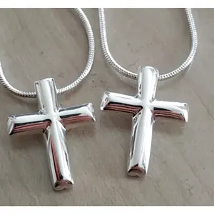 925 Sterling Silver Cross‎ Pendant Necklace, 16-18” thumbnail 2
