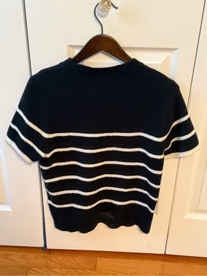 Abercrombie & Fitch Textured Crewneck Striped Short Sleeve Sweater thumbnail 3