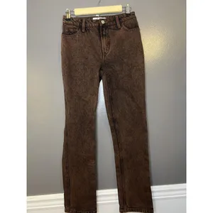 Zara Jeans Womens 2 Brown Acid Wash Straight Regular Fit Stretch Denim thumbnail 2