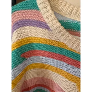 Collection by Cezele Rainbow Striped Fringe Tassel Knit Sweater Multi Color L thumbnail 3