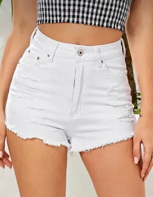 White Ripped Shorts thumbnail 1