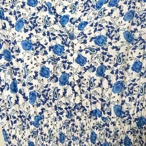 Abel The Label Hi-Lo Ruffle Hem Short Sleeve Floral Maxi Dress Blue White Medium thumbnail 8