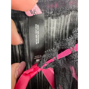 Victoria's Secret Vintage Y2K Sheer Black Pink Tie Topper Topper Medium Large thumbnail 2