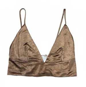 Zara NWT Brown Velvet Bralette V-Neck Crop Top S Coquette Whimsygoth Y2K thumbnail 1