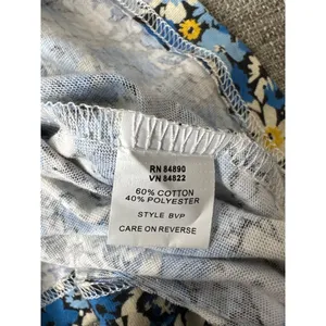 American Sweetheart Floral Print Long Sleeve Top Blue Yellow Womens Sz Medium thumbnail 5