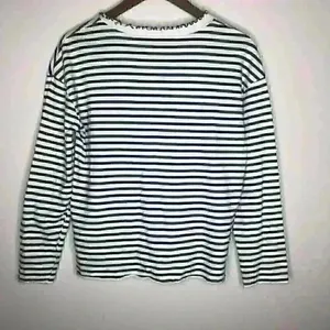 Zara Trafaluc collection navy and white striped long‎ sleeve top Sz S thumbnail 4