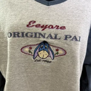 Vintage Y2K The Disney Store Eeyore Original‎ Pal V-Neck Shirt Light Sweater L thumbnail 3