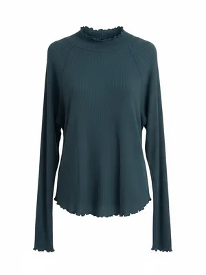 Free People - Long Sleeve Waffle Knit Top in Green/Dusty Teal - Size Large NWOT thumbnail 5