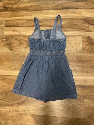 GUESS Girls' Denim Button-Front Romper - Dark Blue Size Large Jumpsuit thumbnail 6
