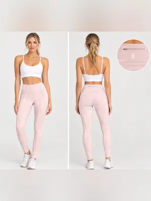 FP Movement Free People Pale Pink High Rise Leggings Zip Back Pocket Size S thumbnail 2