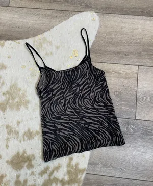 New York & Co. Zebra Print Vintage Mesh Sheer Tank thumbnail 1