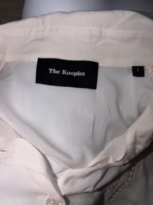 The Kooples White Collared LS Crochet Lace Trim Button Up Blouse Top Size 1 thumbnail 3