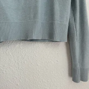 Light baby blue cropped knit button down cardigan, size S thumbnail 6