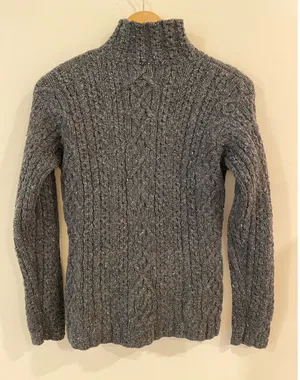 Lauren Ralph Lauren Hand Knit Gray Wool & Silk Sweater M Cottagecore Preppy thumbnail 1