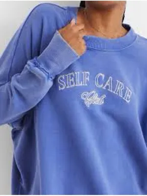Aerie Blue Sweatshirt - Self Care Club-Size Medium thumbnail 1