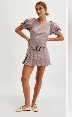 Free people sevi plaid mini dress Xs Nwot thumbnail 1