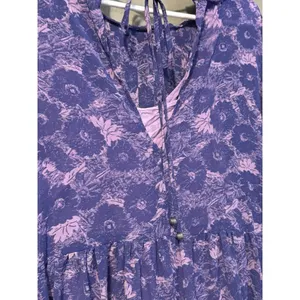 Free people These‎ Dreams Mini Dress Violet Floral Cottagecore Boho Tunic M thumbnail 16