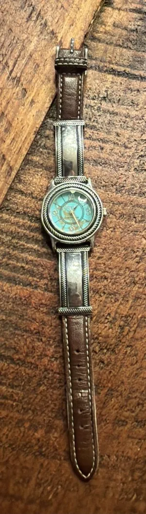 Ecclissi Sterling Silver 925 Womens 29mm Watch Bracelet Leather w New Battery thumbnail 1