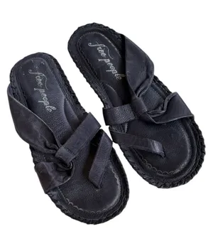 Free People Leather Bailey Slip-On Sandals Navy Size 7.5 thumbnail 1