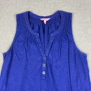 Lilly Pulitzer Tank Dress Womens Small Blue Henley Jersey Shift Casual Summer thumbnail 2