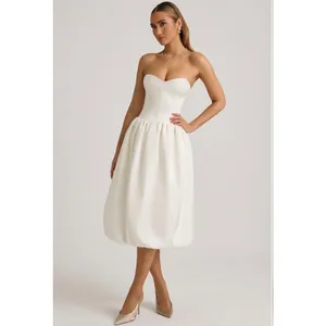 Oh Polly Gloriana Convertible Bow-Detail Bubble Hem Midaxi Dress in Ivory Size 6 thumbnail 3
