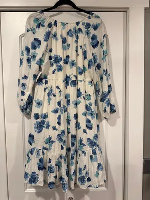 lovestitch so charming White Mini Dress with Blue Floral Print‎ l NWT thumbnail 7