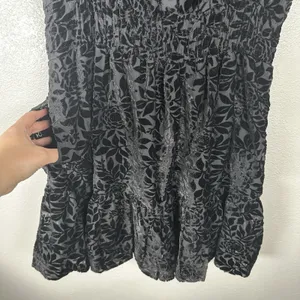 Anthropologie Somerset‎ Mini Dress Womens Small Black Floral Velvet Tiered Vneck thumbnail 3