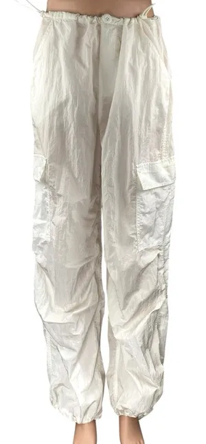 White Fox White High Waisted Drawstring Windbreaker Cargo Jogger Pants Size XS thumbnail 1