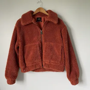 Urban Outfitter Teddy Bear Jacket Coat Burnt Orange Sherpa Full-Zip Womens Small thumbnail 1