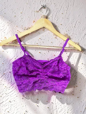 PINK Victoria's Secret Purple Lace Bralette Size Medium thumbnail 2