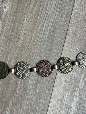 Vintage Mixed Metal Textured Disc Link Chain Belt Boho Adjustable Statement thumbnail 3