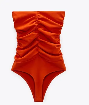 ZARA Ruched Side Body Suit thumbnail 1