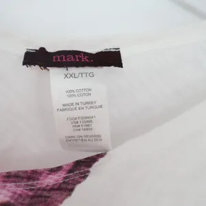 mark. T-Shirt Womens XXL White Pink Floral Rose V-Neck Short Sleeve Excellent thumbnail 2