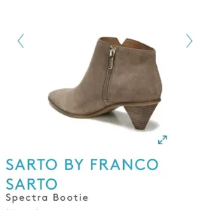 Franco Sarto Spectra Suede Booties 6.5 Tan Pointed Toe Quiet Luxury Fall thumbnail 3