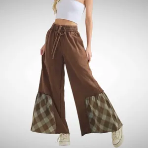 Sage + Fig Wide-Leg Contrast Pants Chocolate Brown Size M thumbnail 2